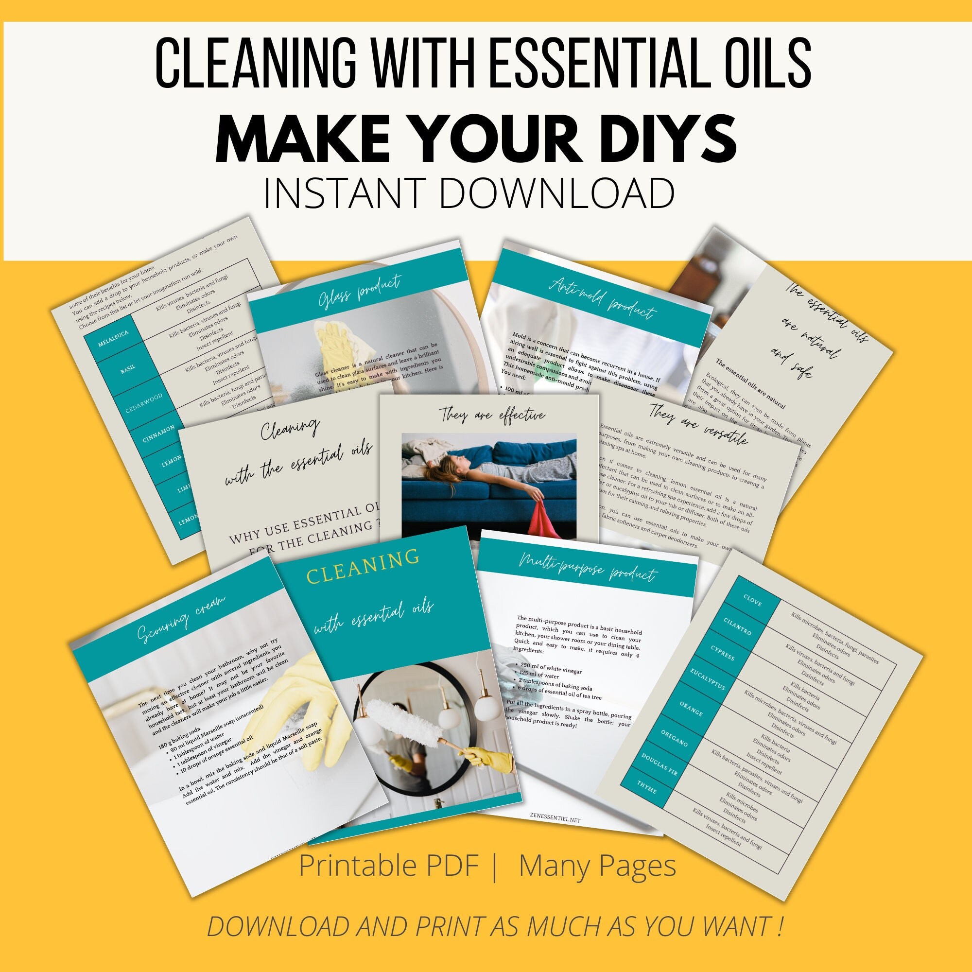E-book Cleaning with essential oils : learn how to make your own DIYs cleaning products
