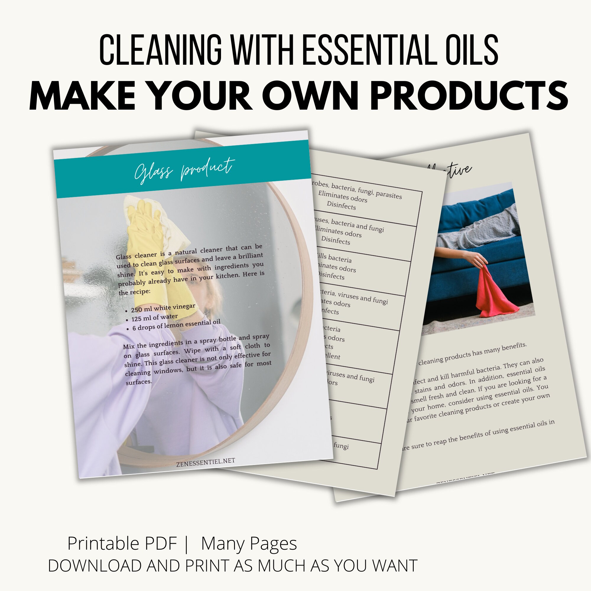 E-book Cleaning with essential oils : learn how to make your own DIYs cleaning products – Image 2