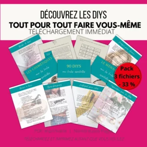 Découvrez notre e-book DIYs et apprenez à réaliser vos produits maison : recettes simples et économiques pour l’entretien, la beauté et le bien-être.