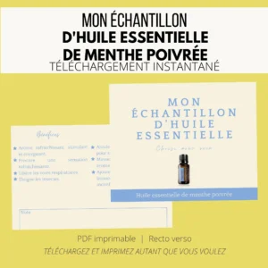 Fiche téléchargeable - carte d'échantillon huile essentielle menthe poivrée
