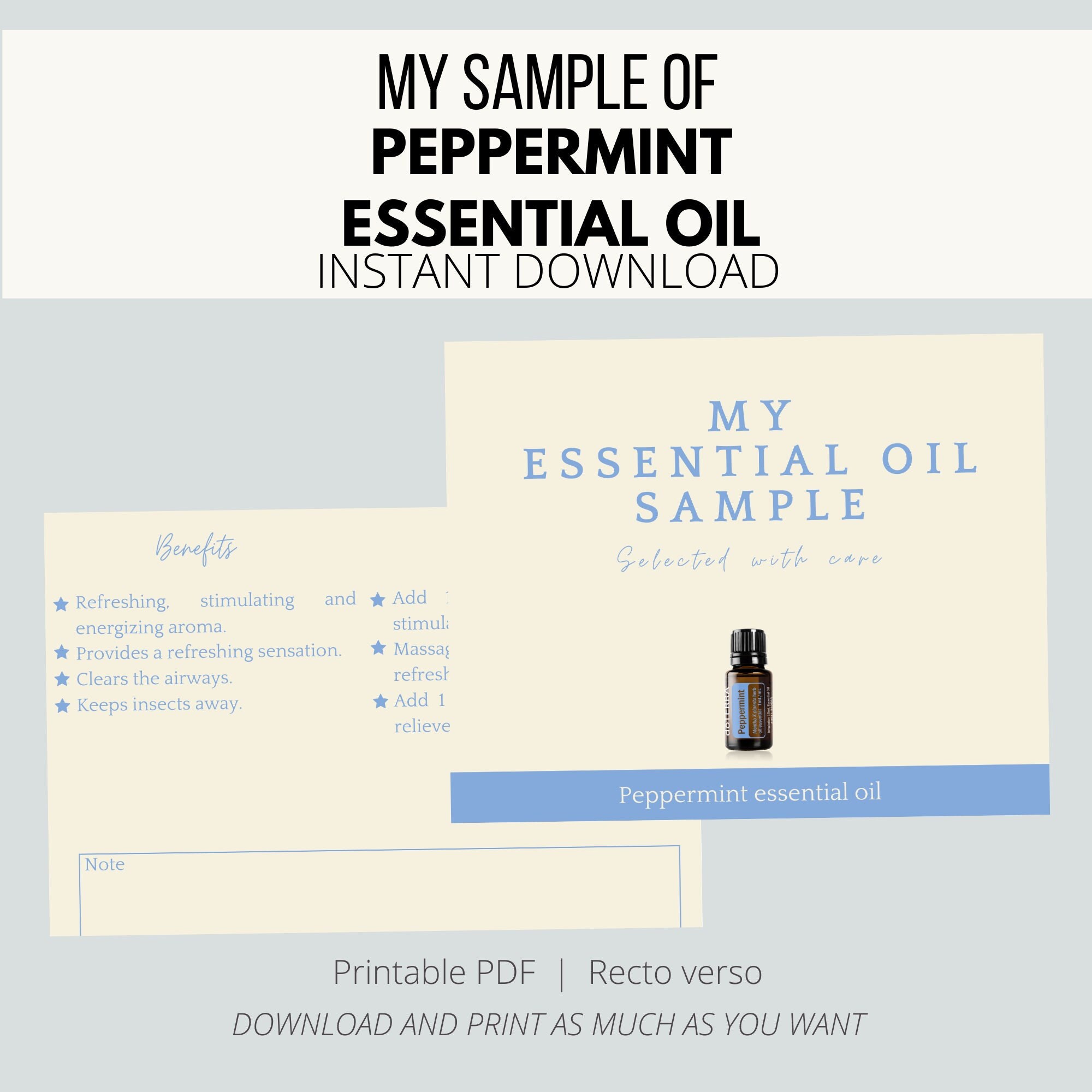 Downloadable sample card peppermint essential oil