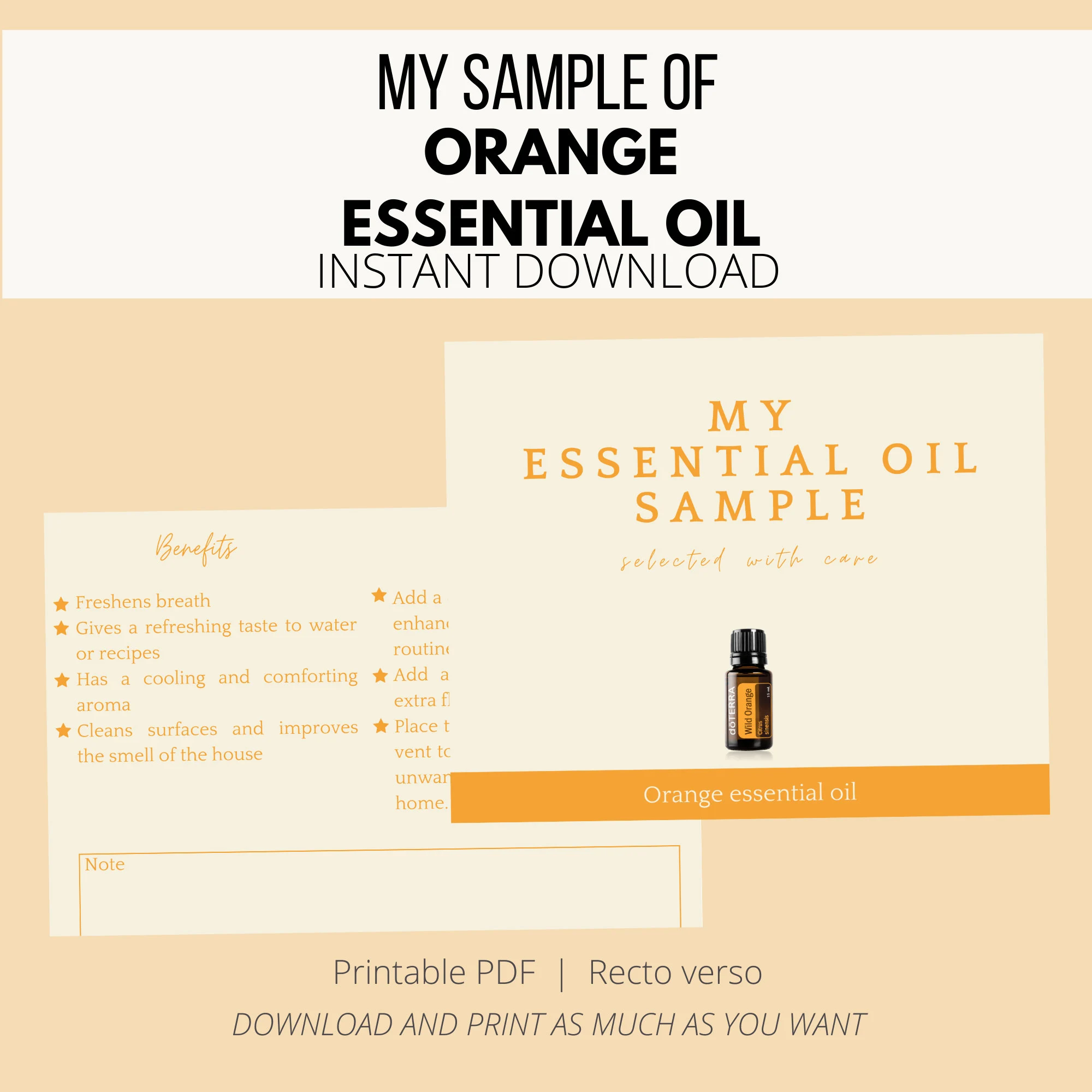 Downloadable sample card - orange essential oil